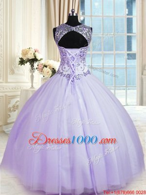 Colorful Scoop Sleeveless Beading Lace Up Quinceanera Dresses