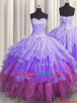 Sequins Ruffled Floor Length Ball Gowns Sleeveless Multi-color Quinceanera Dresses Lace Up
