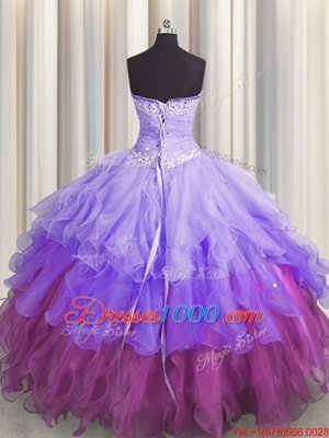 Sequins Ruffled Floor Length Ball Gowns Sleeveless Multi-color Quinceanera Dresses Lace Up
