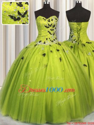 Charming Sleeveless Lace Up Floor Length Beading and Appliques Sweet 16 Dresses