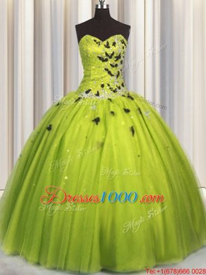 Charming Sleeveless Lace Up Floor Length Beading and Appliques Sweet 16 Dresses