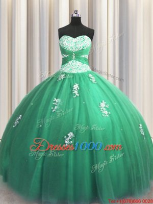 Shining Sleeveless Beading and Appliques Lace Up 15 Quinceanera Dress