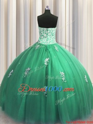 Shining Sleeveless Beading and Appliques Lace Up 15 Quinceanera Dress