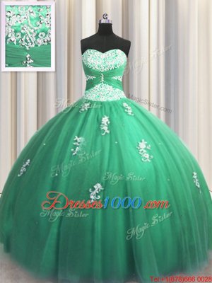 Shining Sleeveless Beading and Appliques Lace Up 15 Quinceanera Dress
