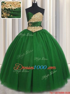 Floor Length Ball Gowns Sleeveless Green Vestidos de Quinceanera Lace Up