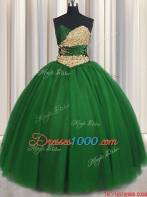 Floor Length Ball Gowns Sleeveless Green Vestidos de Quinceanera Lace Up