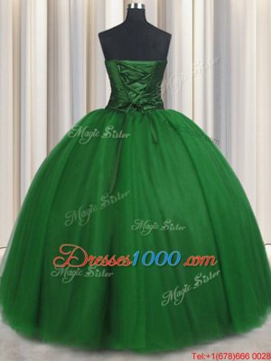 Floor Length Ball Gowns Sleeveless Green Vestidos de Quinceanera Lace Up
