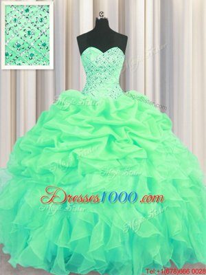 Nice Pick Ups Floor Length Green 15th Birthday Dress Sweetheart Sleeveless Lace Up