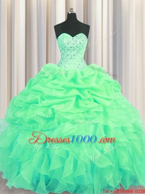 Nice Pick Ups Floor Length Green 15th Birthday Dress Sweetheart Sleeveless Lace Up