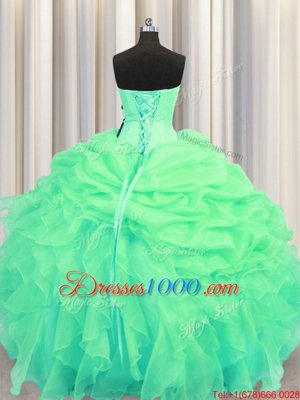 Nice Pick Ups Floor Length Green 15th Birthday Dress Sweetheart Sleeveless Lace Up