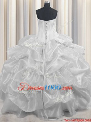 White Sleeveless Beading and Ruffled Layers and Pick Ups Floor Length Sweet 16 Dresses