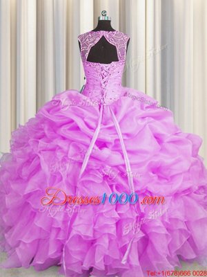 Fabulous Scoop Organza Sleeveless Floor Length Sweet 16 Dress and Beading and Pick Ups
