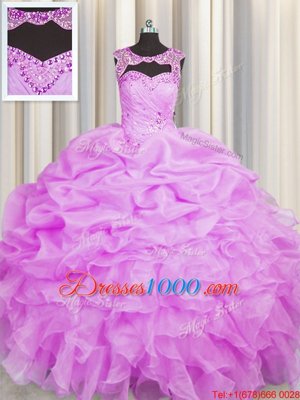 Fabulous Scoop Organza Sleeveless Floor Length Sweet 16 Dress and Beading and Pick Ups