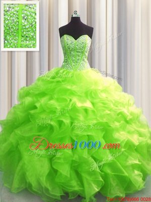Hot Selling Visible Boning Floor Length Quinceanera Gown Sweetheart Sleeveless Lace Up