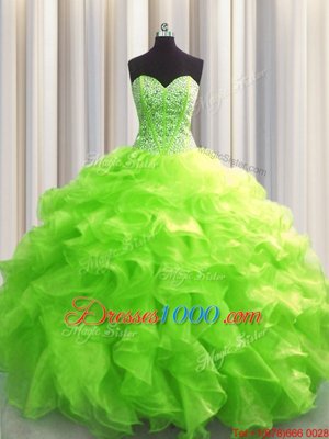 Hot Selling Visible Boning Floor Length Quinceanera Gown Sweetheart Sleeveless Lace Up