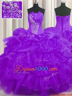 Top Selling Sleeveless Beading and Ruffled Layers and Pick Ups Lace Up Sweet 16 Quinceanera Dress