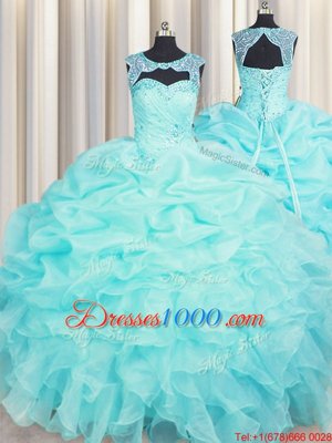 Scoop Sleeveless Beading and Pick Ups Lace Up Sweet 16 Quinceanera Dress