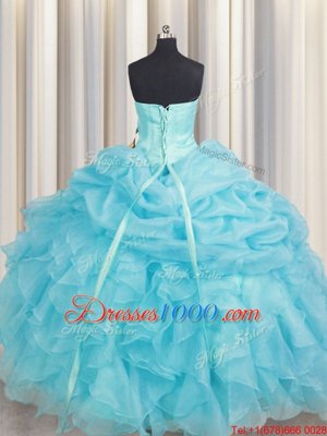 Sweetheart Sleeveless Organza Sweet 16 Dress Beading and Ruffles Lace Up