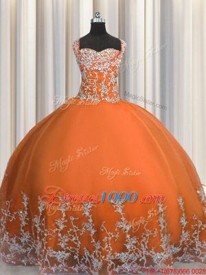 Sleeveless Beading and Appliques Lace Up Quinceanera Gowns