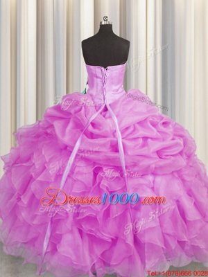 Lilac Sleeveless Beading and Ruffles Floor Length Quinceanera Gown
