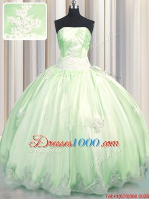 Floor Length Green Ball Gown Prom Dress Strapless Sleeveless Lace Up