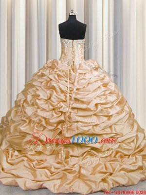 Clearance Pick Ups Brush Train Ball Gowns Sleeveless Peach Sweet 16 Dresses Sweep Train Lace Up