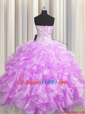 Fabulous Visible Boning Zipper Up Sleeveless Beading and Ruffles Zipper Ball Gown Prom Dress