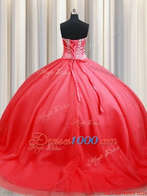 High Class Tulle Sleeveless Floor Length Quinceanera Dresses and Beading and Appliques