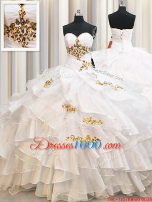 Sleeveless Beading and Ruffled Layers Lace Up 15th Birthday Dress