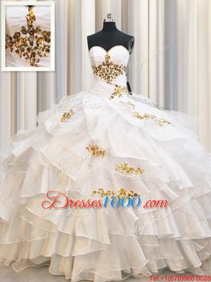 Sleeveless Beading and Ruffled Layers Lace Up 15th Birthday Dress