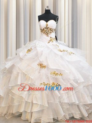 Sleeveless Beading and Ruffled Layers Lace Up 15th Birthday Dress