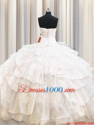 Sleeveless Beading and Ruffled Layers Lace Up 15th Birthday Dress