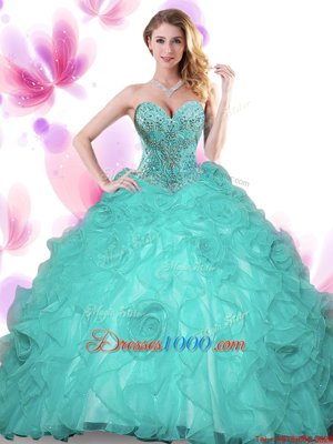 Graceful Organza Sleeveless Floor Length Quinceanera Dress and Beading