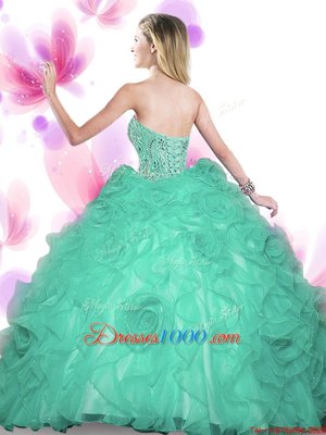 Graceful Organza Sleeveless Floor Length Quinceanera Dress and Beading