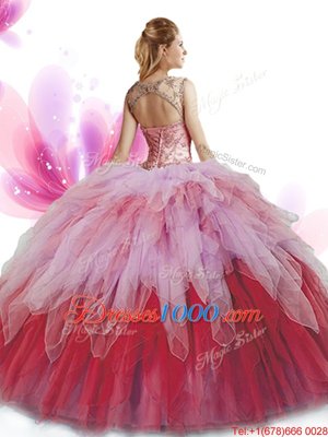 Ball Gowns Quinceanera Gowns Multi-color Scoop Tulle Sleeveless Floor Length Zipper