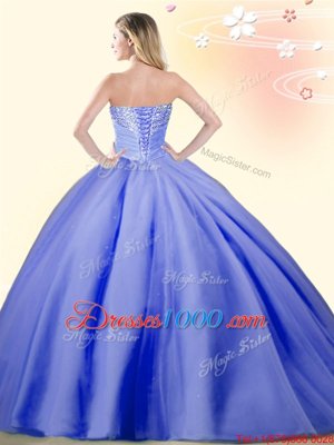 Sweetheart Sleeveless Lace Up Quinceanera Dresses Baby Blue Tulle