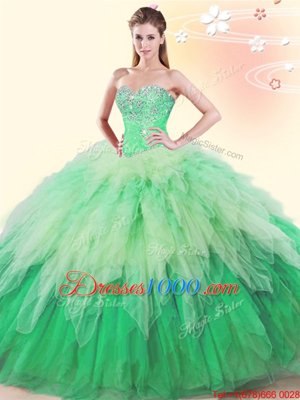 Sweetheart Sleeveless Lace Up Quinceanera Gowns Multi-color Tulle