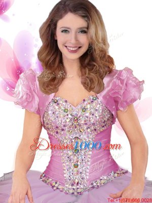 Fabulous Multi-color Ball Gowns Sweetheart Sleeveless Tulle Floor Length Lace Up Beading and Ruffles Sweet 16 Quinceanera Dress