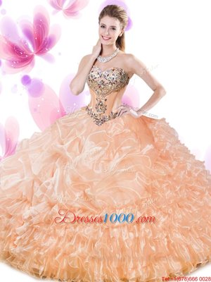 Attractive Sleeveless Beading and Ruffled Layers and Pick Ups Lace Up Sweet 16 Dresses