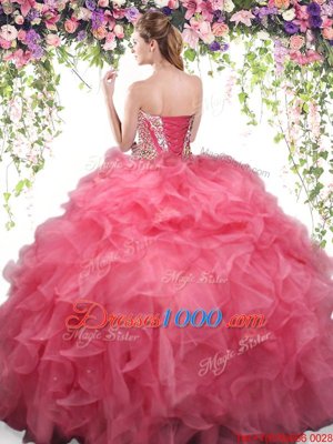 New Arrival Lavender Sleeveless Floor Length Beading and Ruffles Lace Up 15 Quinceanera Dress