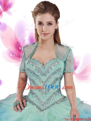 Tulle Sweetheart Sleeveless Lace Up Beading and Ruffles Sweet 16 Quinceanera Dress in Multi-color