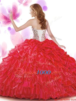 Pick Ups Ruffled Sweetheart Sleeveless Lace Up Quinceanera Dresses Turquoise Organza and Taffeta