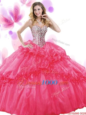 Turquoise Organza Lace Up Quinceanera Gowns Sleeveless Floor Length Beading and Pick Ups