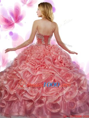 Fitting Green Sweetheart Neckline Beading and Ruffles Quinceanera Gowns Sleeveless Lace Up