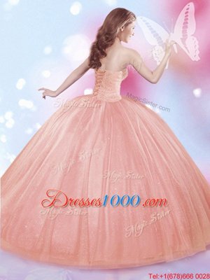 Captivating Tulle Sleeveless Floor Length 15 Quinceanera Dress and Beading