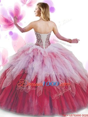 Sleeveless Beading and Ruffles Lace Up Quinceanera Gown