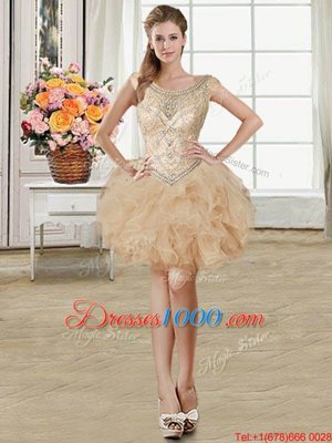 Hot Sale Scoop Tulle Sleeveless Mini Length Pageant Dress for Teens and Beading and Ruffles