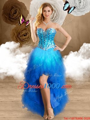 Multi-color Sweetheart Lace Up Beading and Ruffles Evening Gowns Sleeveless