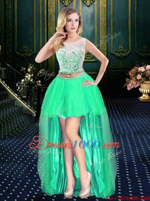 Superior Empire Winning Pageant Gowns Turquoise Scoop Tulle Sleeveless High Low Clasp Handle