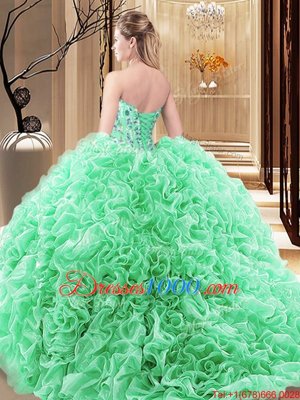 Sweet Sleeveless Embroidery and Ruffles and Pick Ups Lace Up Sweet 16 Dresses